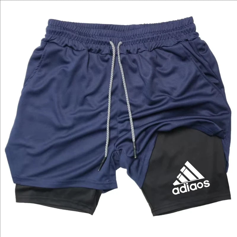 Men'S Compression Shorts Summer Gym Fitness Running Training Sports Shorts Two-In-One Mesh Breathable Quick-Drying Shorts