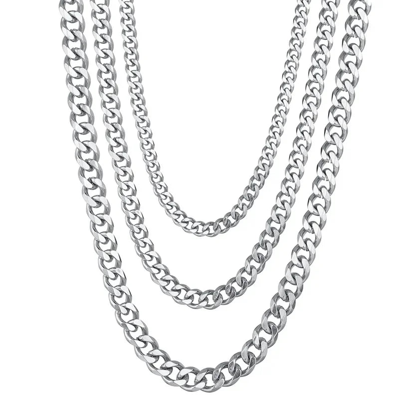 3.5-7MM Wide Stainless Steel Necklaces For Men Punk Cuban Link Chain Choker Women Hip Hop Fashion Party Jewelry Accessories