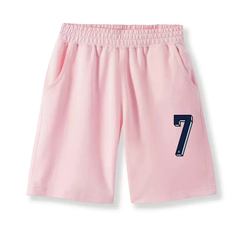 Children Shorts with Football Numbers Boys' Summer Sports Pants Thin Cotton Half Pants No.7-10