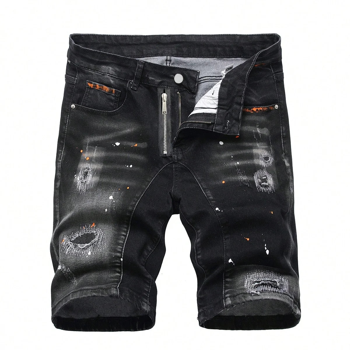 Summer Ripped Shorts Jeans Men Denim Shorts Pants Straight Stretch Casual Cool Thin Knee Length Fashion Brand Daily Trousers