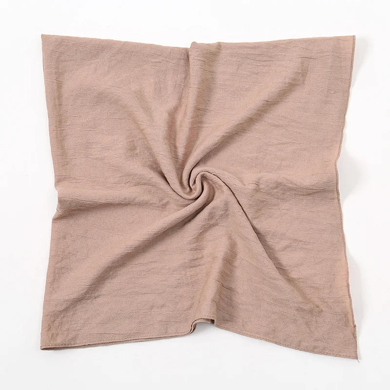 90*90cm Thin Soft Square Scarves for Women Simplicity Solid Color Cotton Linen Headscarf Muslim Female's Hijabs Bag Accessories