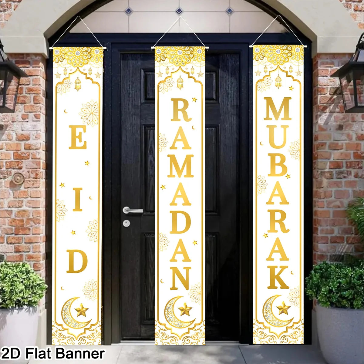 Eid Mubarak Door Banner Ramadan Decoration 2026 for Home Door Couplet Mubarak Ramadan Kareem Islamic Muslim Party Decor Eid Gift