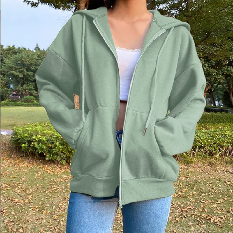 Korean Solid Fleece Hoodie for Women
