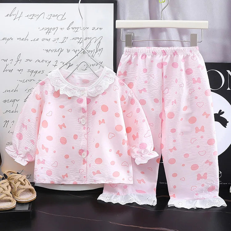 Kid Cute Floral New Sleepwear 2pcs Toddler Children Homewear Pajamas Thin Spring Summer Boys Girl Air Conditioning Clothing