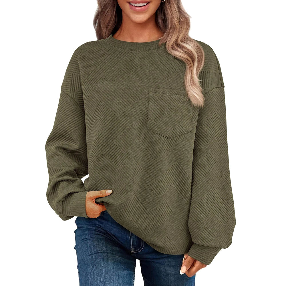 Oversized Sweatshirt For Women Korean Fashion Autumn Vintage Crew Neck Solid Sweatshirts For Women Women Winter Warm Pullovers