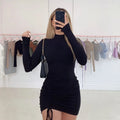 Elegant Lace-Up Bodycon Mini Dress