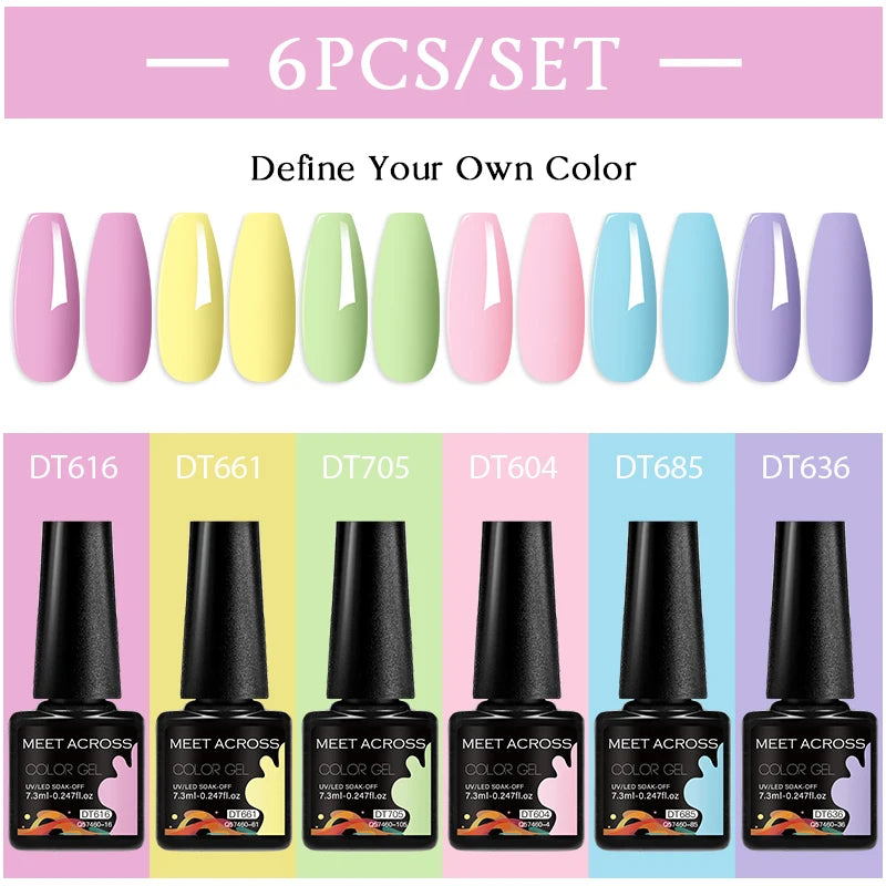6pc Nail Gel Polish Set DIY Nail Art Semi Permanent UV LED Gel Kit For Nails Decoration Manicure Soak Off Painting Vernis Design