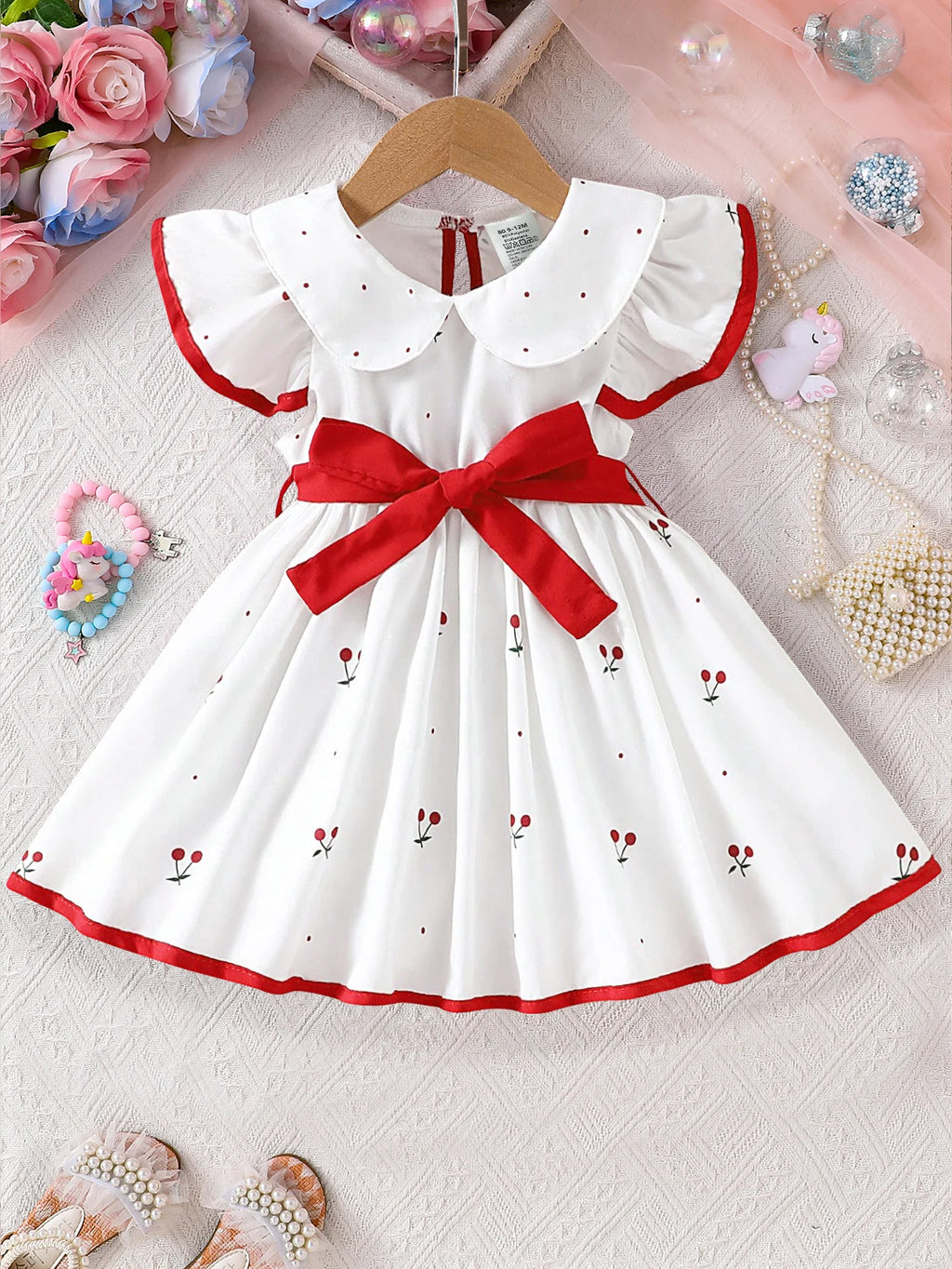 2025 Summer New Girls Infant Floral Print Dress Breathable Baby Princess Dress 0-3 Years Cool Short Sleeve Outfit