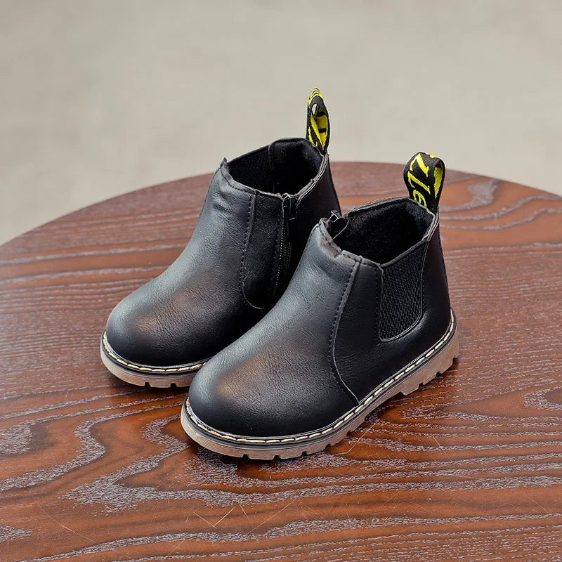 New Kids Fashion Boots for Boys Girls Toddlers Big Children Ankle Boots with Zipper Warm Thick Plush Autumn Winter Chelsea Boots