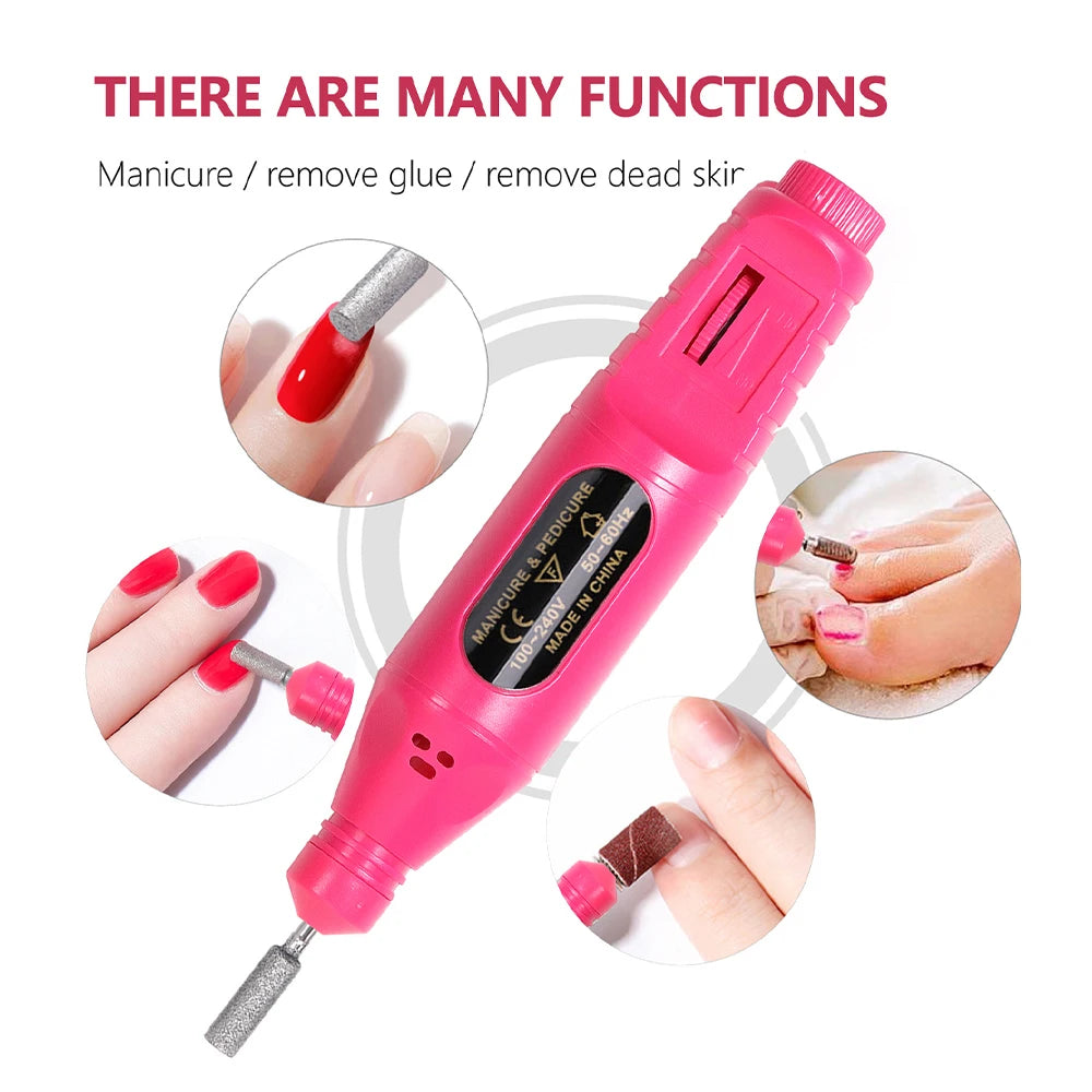 Manicure Set with Mini803 Nail Lamp Kit Nail Care Accessories Set Handheld Pen Sander Polishing Block Manicure Tools