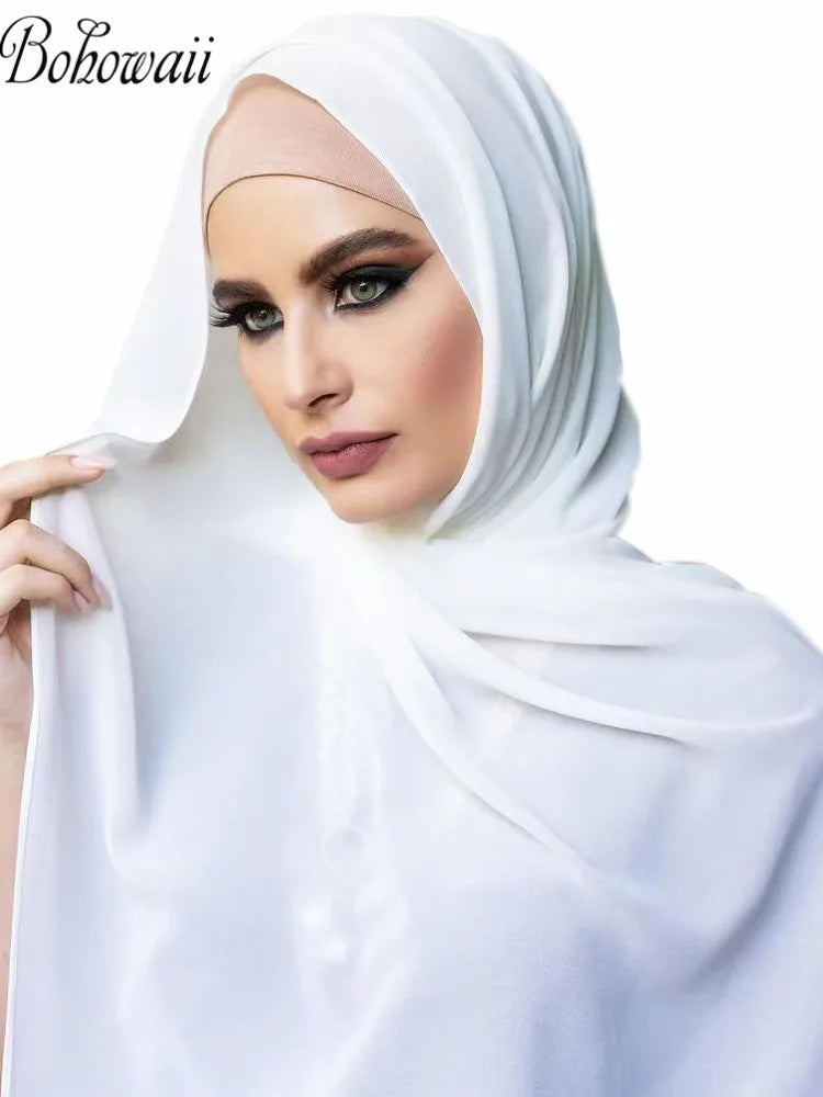 Classic Muslim Girl Chiffon Hijab Scarf Women Long Head Wrap For Women Wedding Hijabs Scarves Veil 180*70cm Headscarf