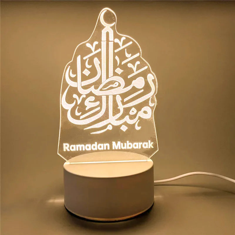USB Operated LED Night Light Eid Mubarak Table Ornament Muslim Eid Al Adha Holiday Lighting Ramadan Decorations 2026 room decor