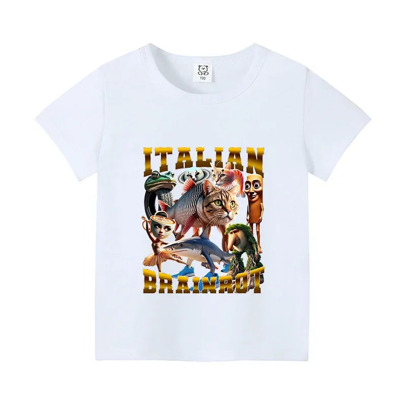 Italian Brainrot Animals Kids T-shirt Cappuccino Assassino
