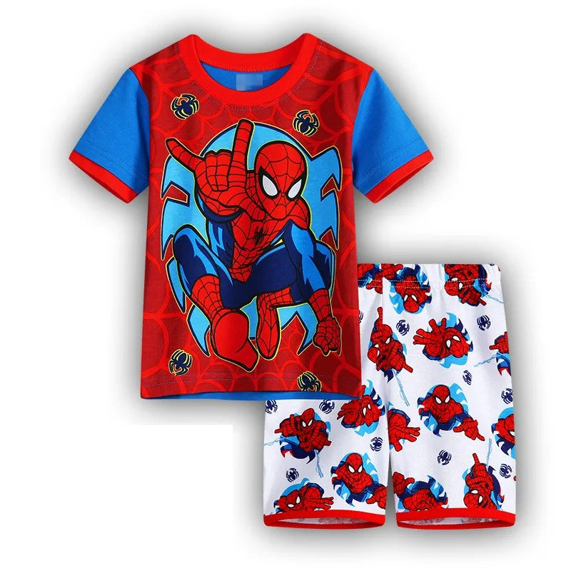 Summer Boys Nighty spider Cartoon Nightgown Costume Boys Cute Set Baby Toddler Short Sleeve Pajamas Sets Home Wear
