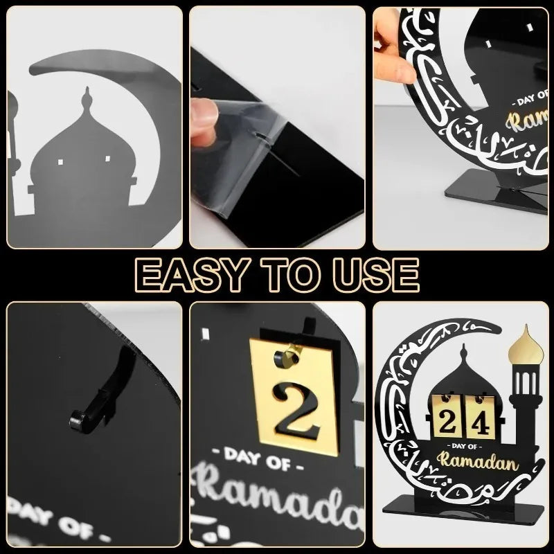2026 DIY Eid Acrylic Countdown Calendar Ramadan Gifts and Ornaments for Kids Muslim Festival Party Decorations for Home Decor