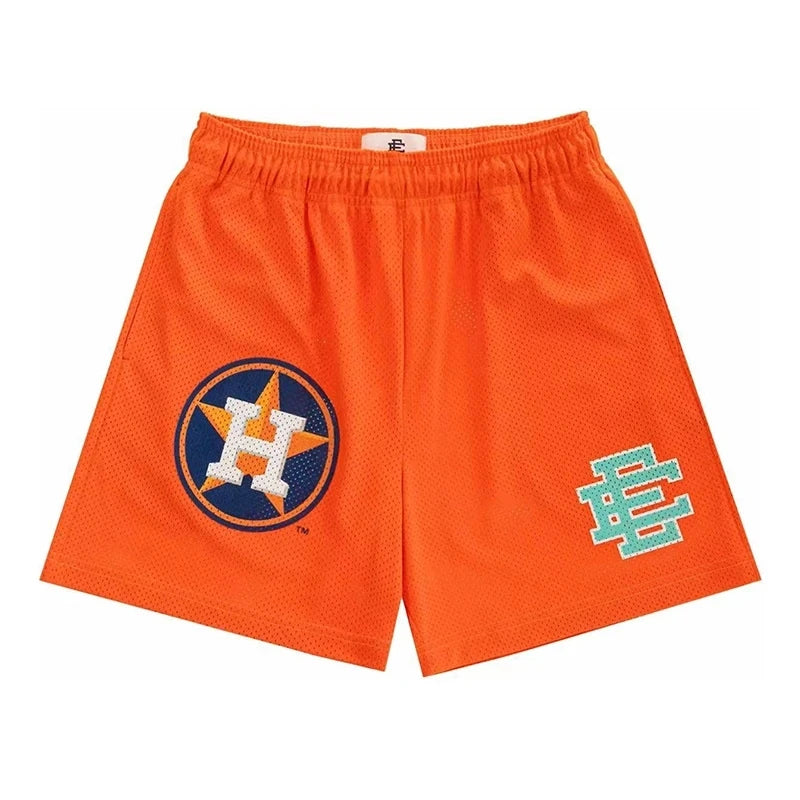 New Summer EE Eric Emanuel Basic Mesh Short Classic Floral Printed Gym Shorts Men's Gym Basketball Sports Casual Shorts Men