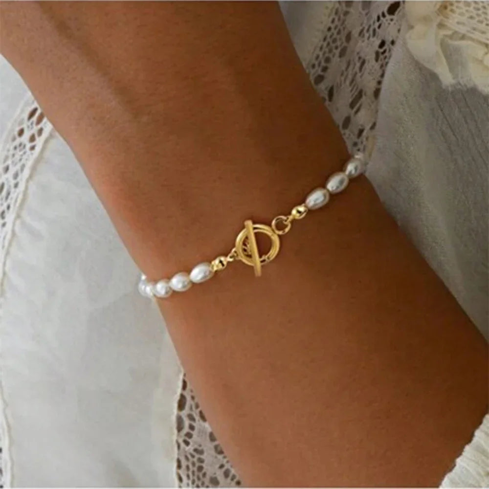 Minimally New High-end and Atmospheric Women's Imitation Pearl Stainless Steel Bracelet Jewelry Can Be DIY Jewelry Gift Wholesal