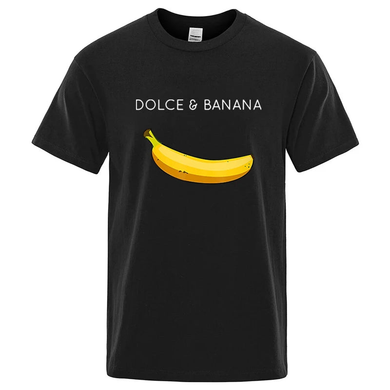 Summer Men's T-shirt High Quality 100%Cotton Funny Banana Printing Loose O-neck Men Short Sleeve Casual For Male T-shirt Top Tee
