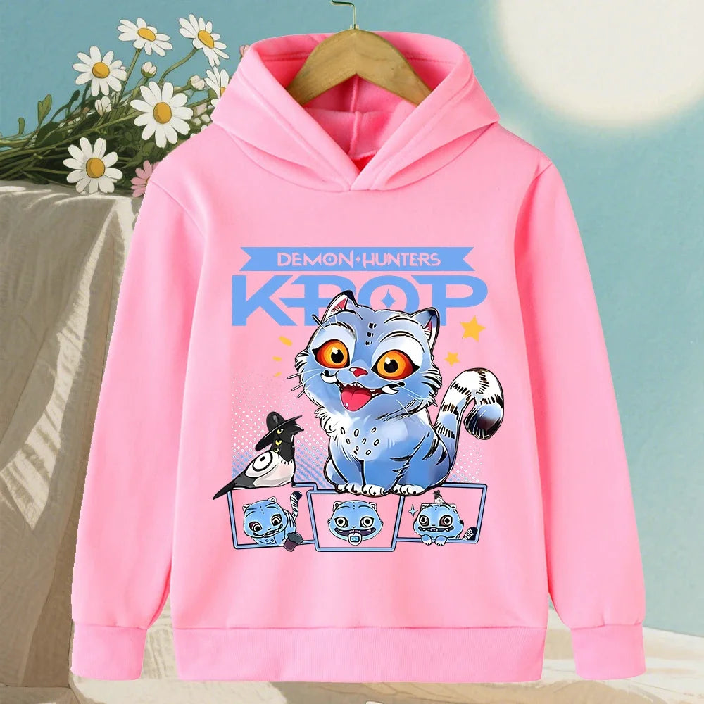 KPop Devil Hunter Korean Wave Girls' Clothes Boys' Hoodies Warm Kids Trendy Fashionable and Casual Autumn and Winter Sweaters