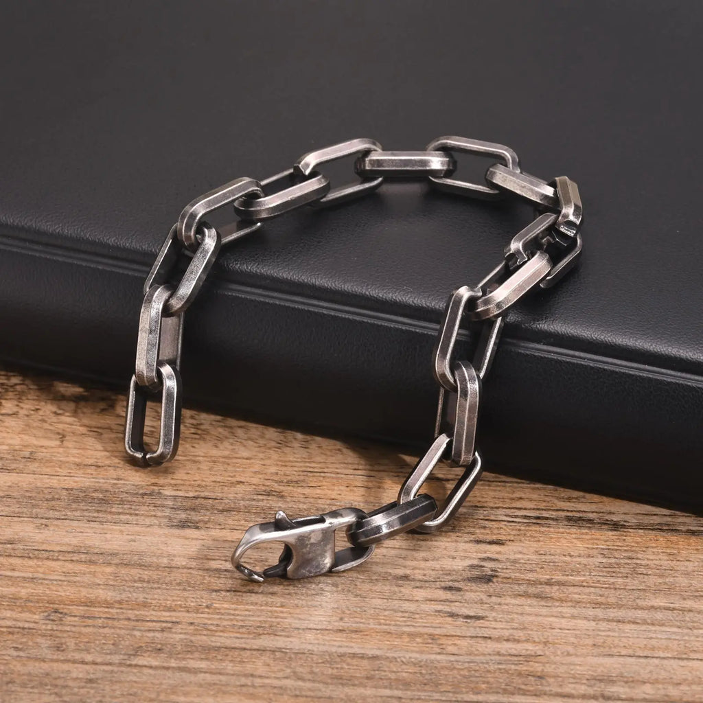 Vintage Chain Bracelets for Men Boys,Byzantine Stainless Steel Braided Link Wristband,Retro Jewelry Birthday Father Gifts