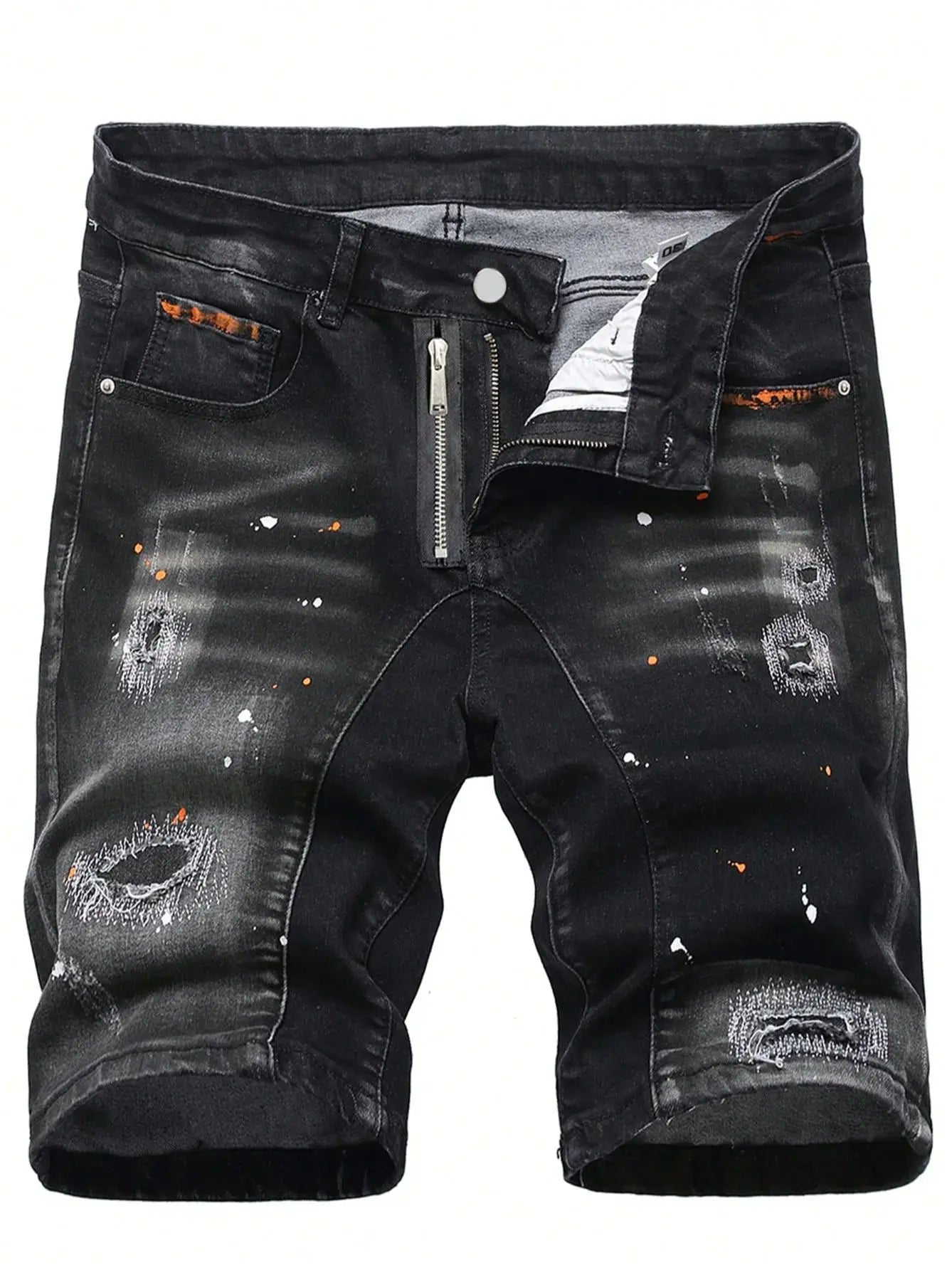 Summer Ripped Shorts Jeans Men Denim Shorts Pants Straight Stretch Casual Cool Thin Knee Length Fashion Brand Daily Trousers