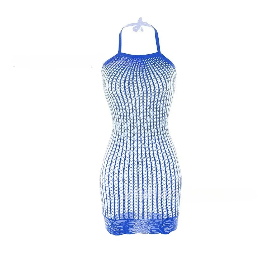 1PC Women Sexy Fishnet Cover Up Without Bikini Hollow Out See Through Bodycon Dress Beachwear Summer Women's Swimwear