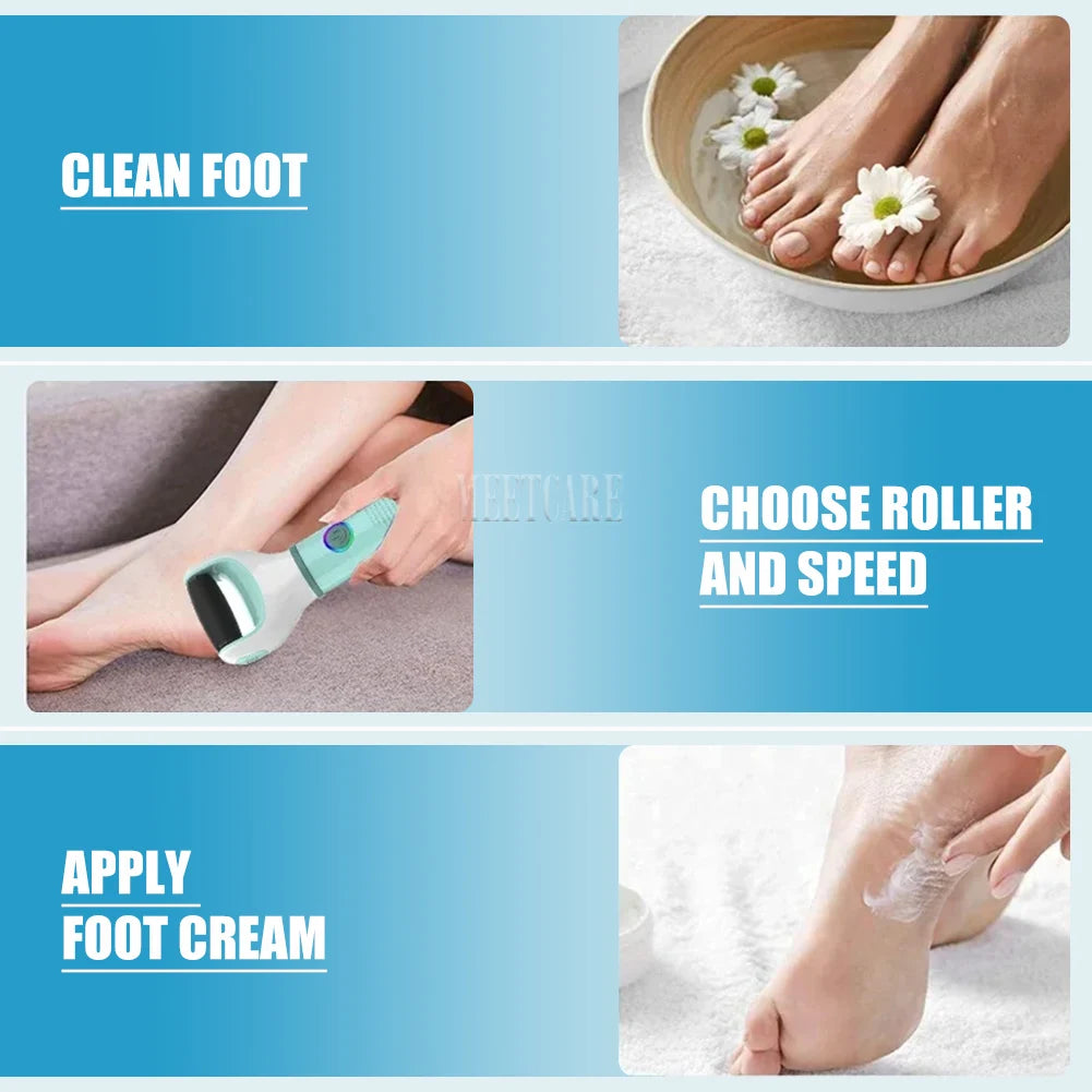 Electric Foot Grinder Auto Pedicure Tools Foot Sandpaper File Dead Wet Dry Hard Skin Callus Remover Rechargeable Foot Cleaner
