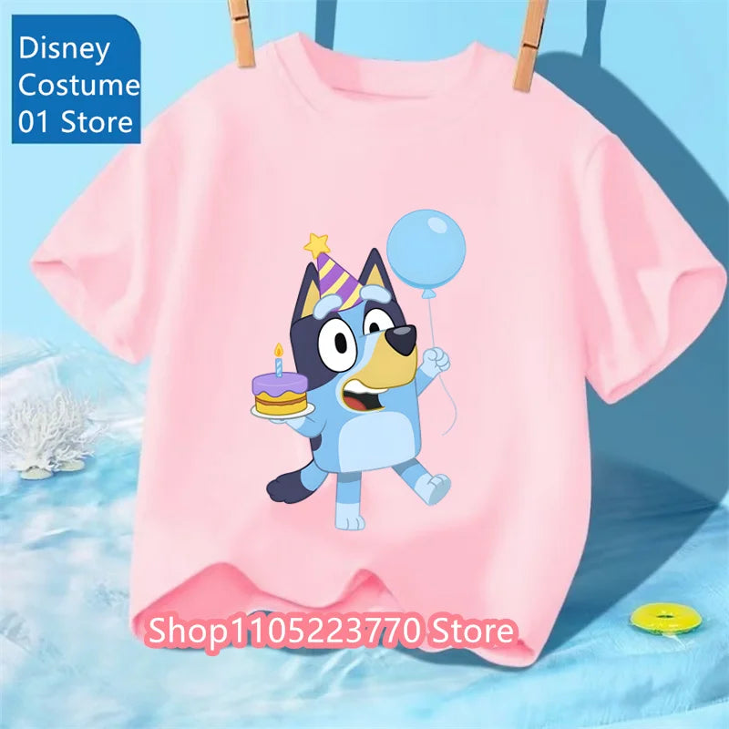 Kids Bluey Cartoon T-Shirt Autumn Winter Short Sleeve Warm Anime Print Comfortable Sweatshirt for Boys and Girls Daily Use