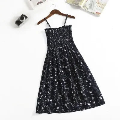 Summer Chiffon Camisole Sleeveless Dress Women Mini Dresses Fashion Elastic  Waist Casual Spaghetti Strap Dresses Vestidos Girls