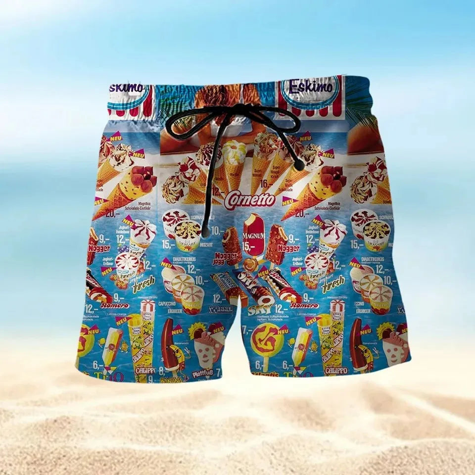 2024 Trendy Cool Fashion Ice Cream Shirts Beach Party 3d Print Hawaiian Shirt unisex Short Sleeve Oversized Blouse Lapel Shirts