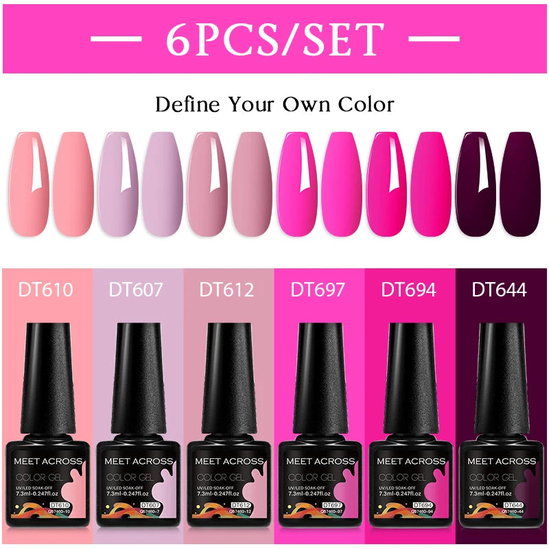 6pc Nail Gel Polish Set DIY Nail Art Semi Permanent UV LED Gel Kit For Nails Decoration Manicure Soak Off Painting Vernis Design