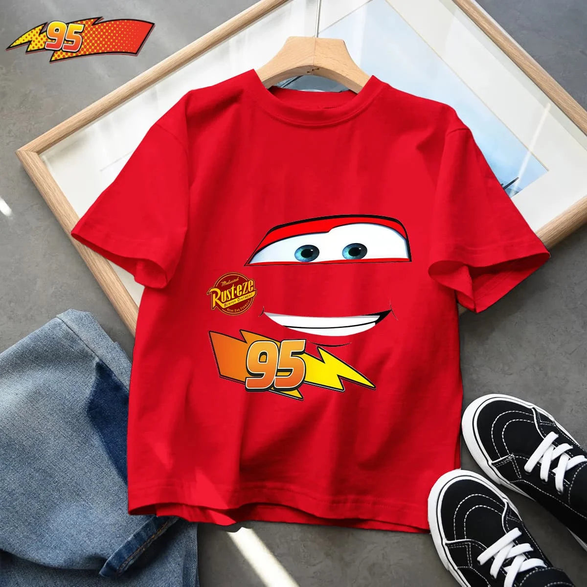 2025 Disney Summer Kids T-shirt Short Sleeve Top Cartoon Cars Pixar Lightning McQueen Printed Boys Clothes Baby Tops 4-10 Years