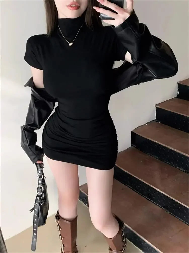 Sexy Pleated Waist Bodycon Mini Dress