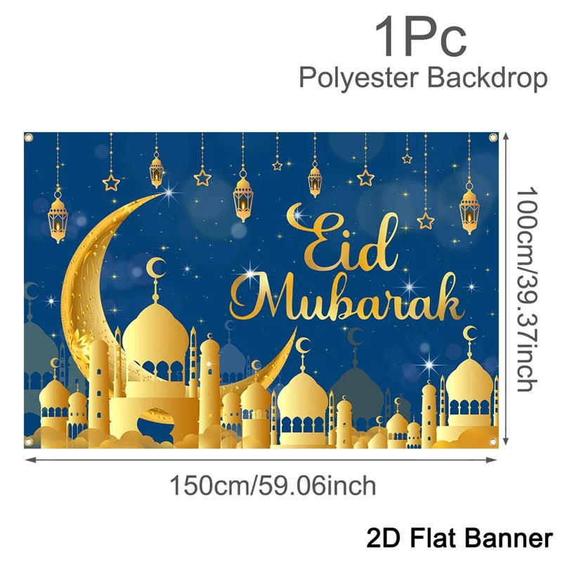 EID Mubarak Decoration Backdrop Ramadan Decor 2026 For Home Background Ramadan Kareem Islamic Muslim Party Eid Al Adha Gifts