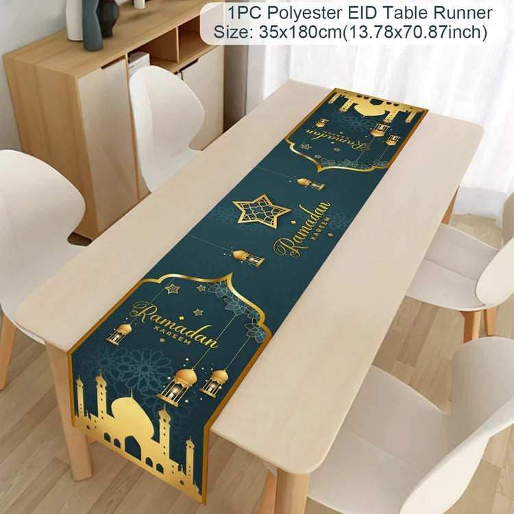 Ramadan Table Runner Eid Mubarak Decoration 2026 for Home Ramadan Kareem Ramadan Mubarak Islamic Muslim Party Eid Al-Fitr Gifts