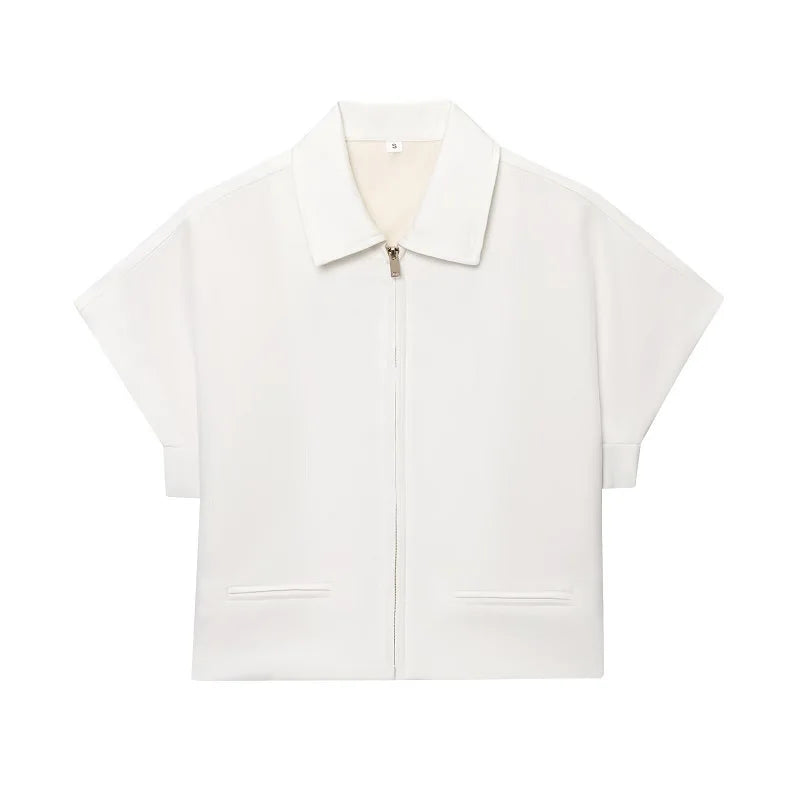 MUJER 2025 Cropped Jacket Women Zipper Varsity Women's Jackets Short Sleeve Womens Coats Casual Outerwears Holiday Woman Jackets