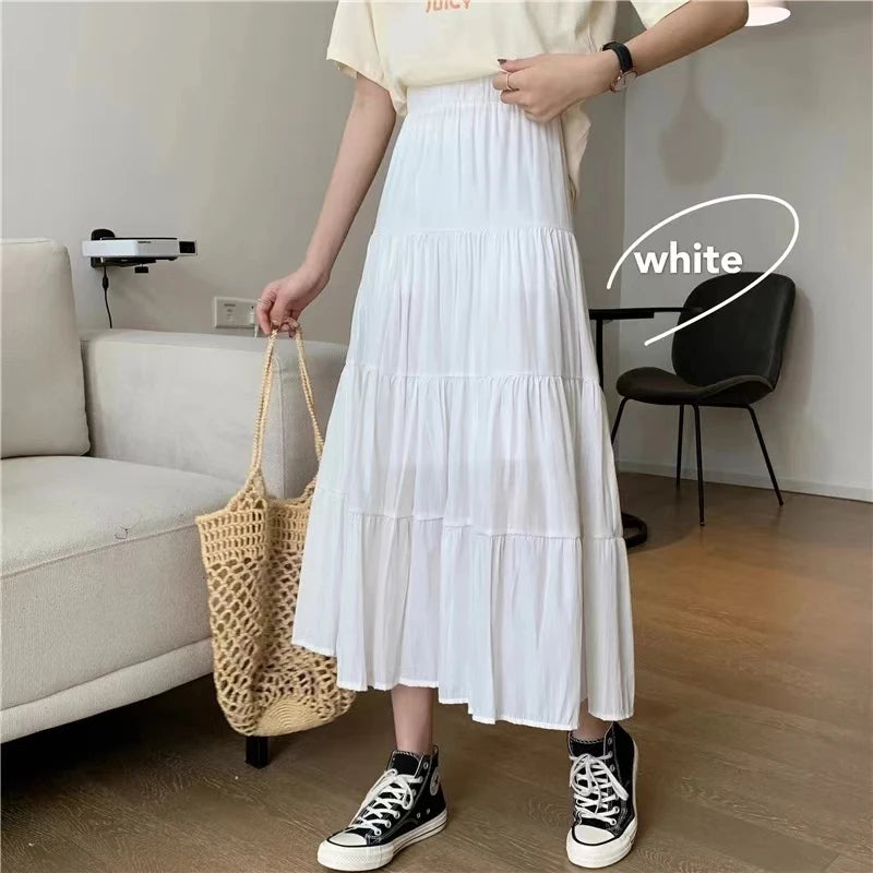 Vintage High-Waist Patchwork A-Line Skirt