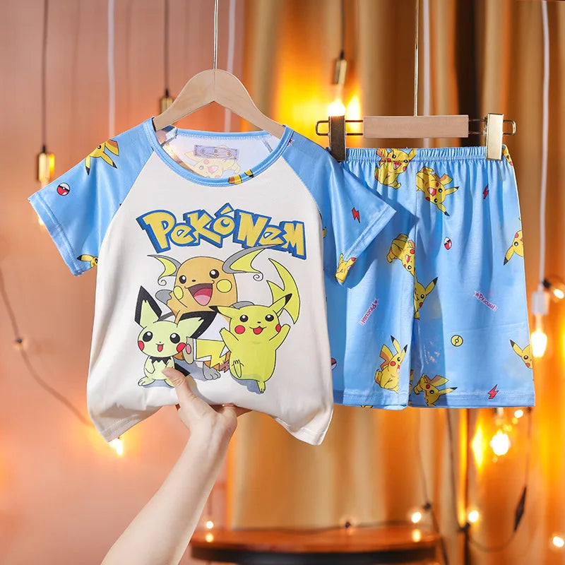 Children Summer Thin Short Sleeve Pajama Sets for Boys and Girls Suitable for Medium and Older Kids Ideal for Homewear
