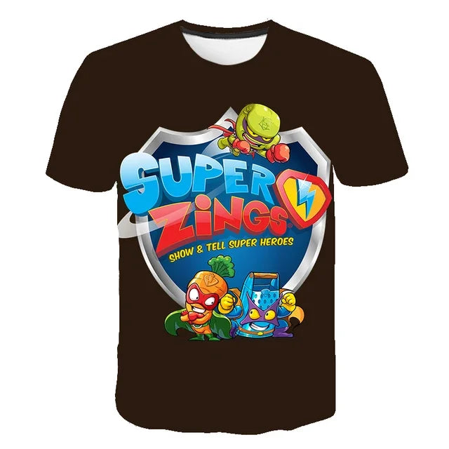 Super Zings T Shirt Kids Toddler Anime Game Streetwear Short Sleeve
