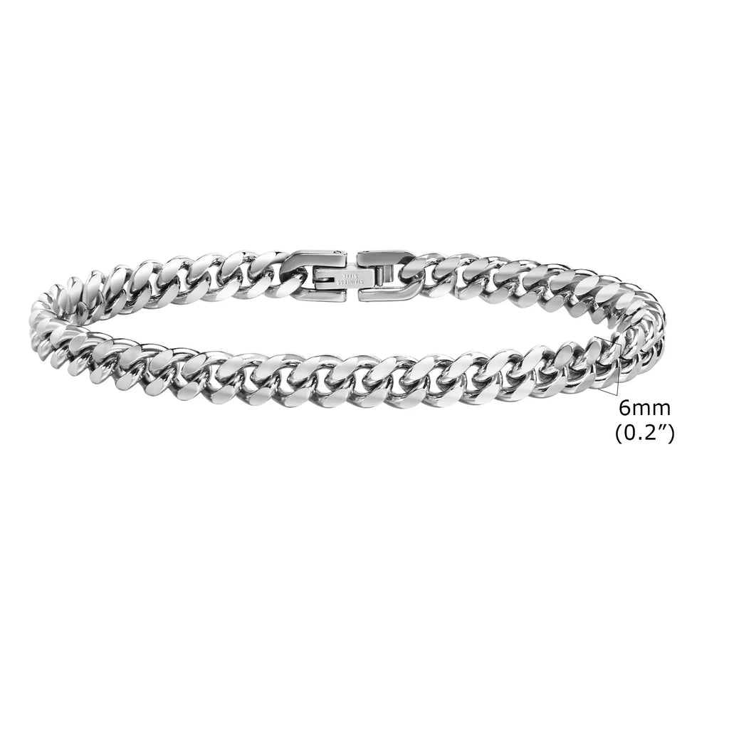 Vnox 18cm/20cm/22cm Stainless Steel Bold Cuban Bracelets for Men Women,6mm/8mm/10mm/12mm Width Miami Curb Links Wristband Gift