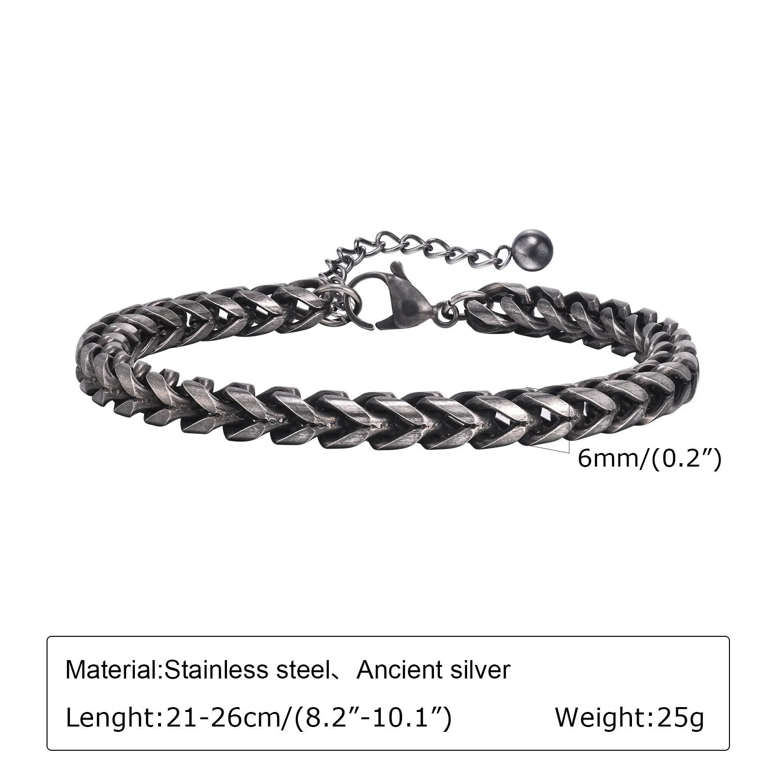 Vintage Chain Bracelets for Men Boys,Byzantine Stainless Steel Braided Link Wristband,Retro Jewelry Birthday Father Gifts