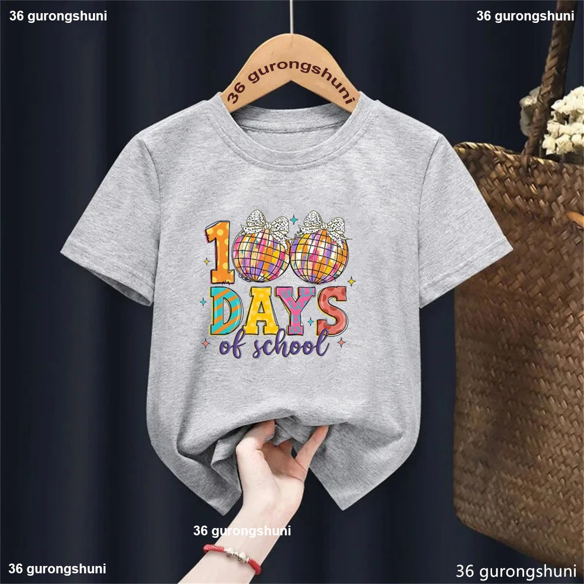 New Girls T Shirt Glitter 100 Days Shirt Children Clothes Girl Disco Ball 100 Days Of School Fashion T-Shirt Retro School Tee