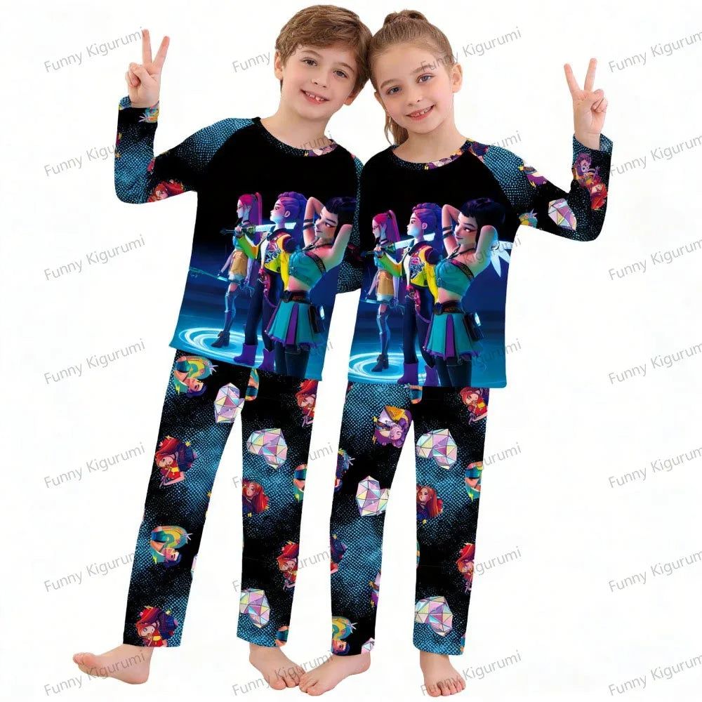 Kpop Demon Hunters Clothing Sets for Children Huntrix Kids Pajamas Baby Girls Pijama Fashion Boys Long Sleeve Pyjamas Sleepwear