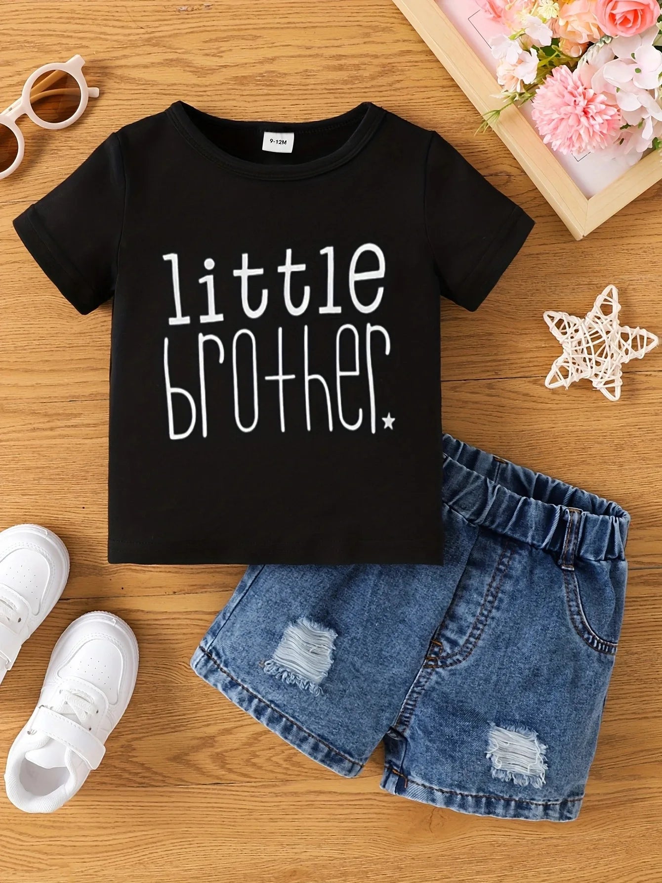 Aby Boys and Girls Summer Hot Painted Round Neck Short-sleeved Top Girls    Just T-shirts. Shorts not included