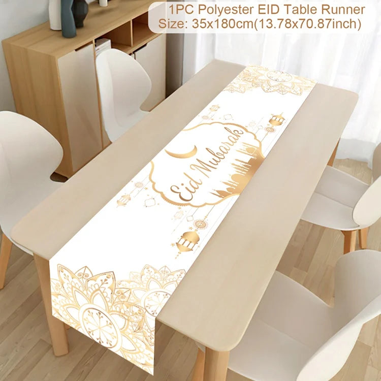 Ramadan Table Runner Eid Mubarak Decoration 2026 for Home Ramadan Kareem Ramadan Mubarak Islamic Muslim Party Eid Al-Fitr Gifts