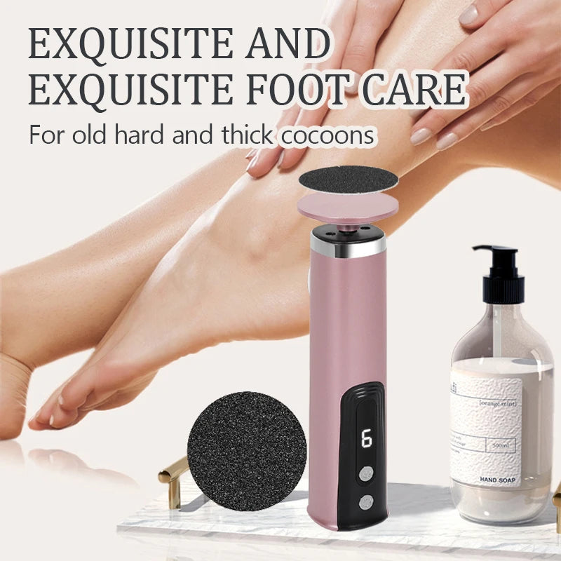 USB Rechargeable Wireless Electric Foot File Cuticle Callus Remover Machine Pedicure Tools Foot Heel Care Tool With Sandpaper