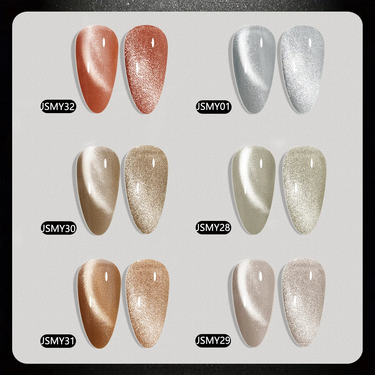 This 6-piece set of Crystal Cat Eye Gel Nail Polish with magnets features crystal cat eye color-changing gel nail polish, perfec