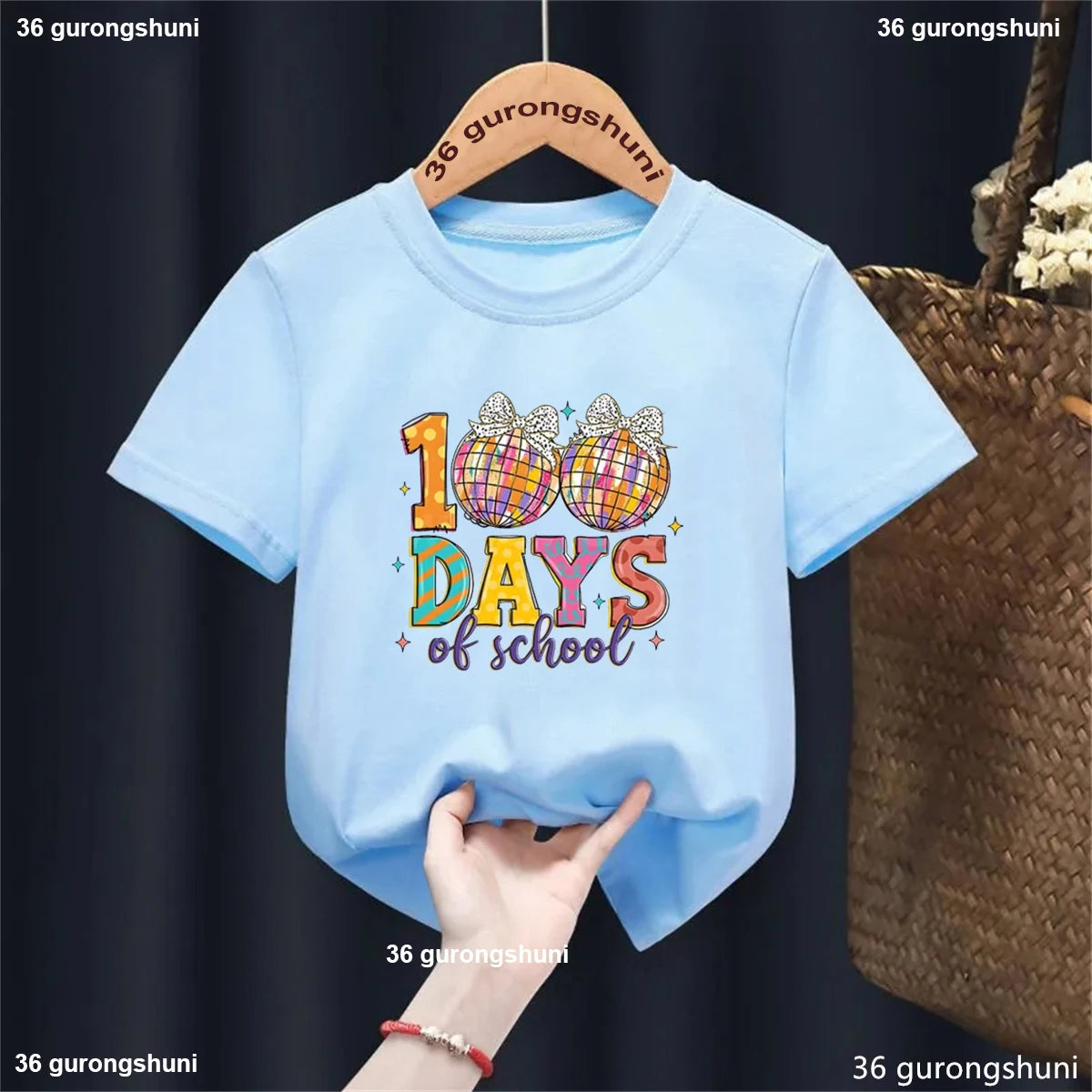 New Girls T Shirt Glitter 100 Days Shirt Children Clothes Girl Disco Ball 100 Days Of School Fashion T-Shirt Retro School Tee