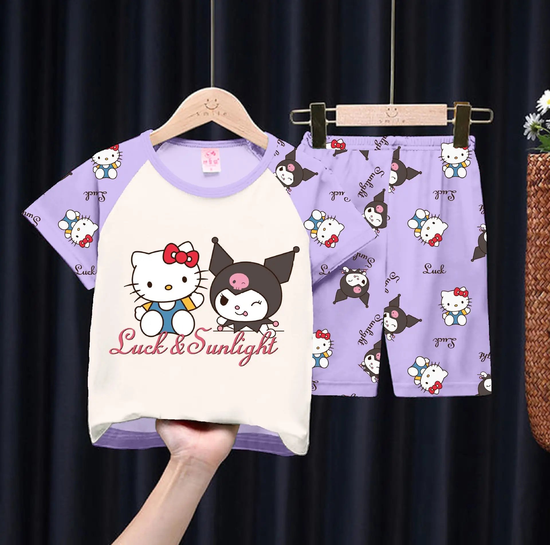 Summer Children's Pajamas Short Sleeve Girls Cartoon Old Boys Boys Home Clothes Set Pajama Sleepwear Robe Clothing Mother Kids