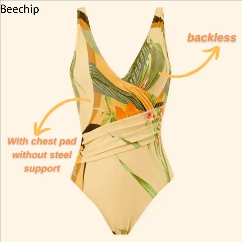 South-east Asian One-piece Conservative Belly Slim Beach Skirt Hot Spring Bathing Suit French Retro Bikini